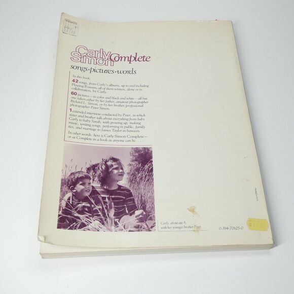 Carly Simon Complete 1975 Knopf Paperback - Picture 2 of 6